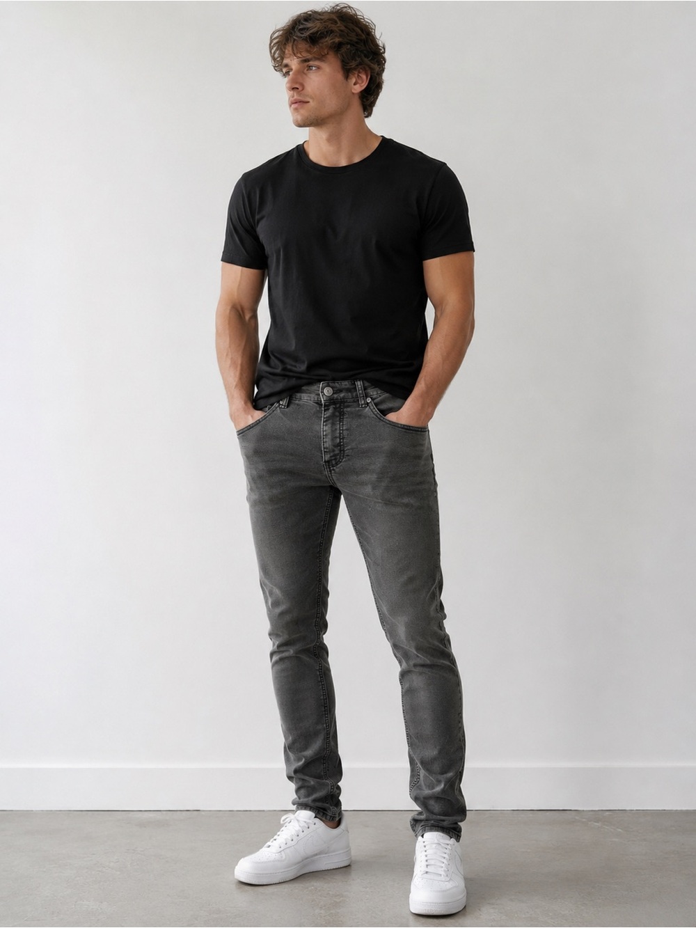 Men's Skinny Jeans in Charcoal Gray